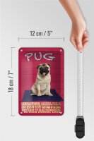 Blechschild Spruch 12x18cm Pug Hund clever attentive