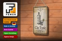 Blechschild Alkohol 12x18cm 1761 Gin tonic Retro