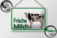 Blechschild Hinweis 18x12cm frische Milch Verkauf Kuh