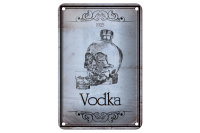 Blechschild Alkohol 12x18cm 1925 Vodka Totenkopf