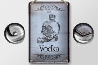 Blechschild Alkohol 12x18cm 1925 Vodka Totenkopf