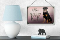 Blechschild Hund 18x12cm Rottweiler hier wache ich