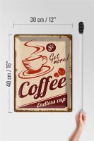 Blechschild Retro 30x40cm Coffee Endless cup Kaffee