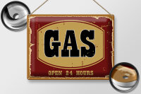 Blechschild Hinweis 40x30cm GAS open 24 hours