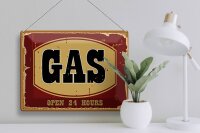 Blechschild Hinweis 40x30cm GAS open 24 hours