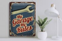 Blechschild Hinweis 30x40cm My garage my rules