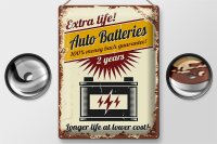 Blechschild Retro 30x40cm Extra Life Auto Batteries