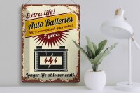 Blechschild Retro 30x40cm Extra Life Auto Batteries
