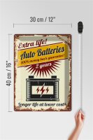 Blechschild Retro 30x40cm Extra Life Auto Batteries