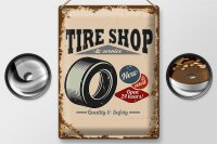 Blechschild Retro 30x40cm Tire Shop Reifen Service