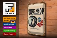 Blechschild Retro 30x40cm Tire Shop Reifen Service