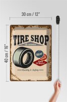 Blechschild Retro 30x40cm Tire Shop Reifen Service