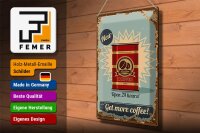Blechschild Retro 30x40cm Kaffee get more Coffee 500g