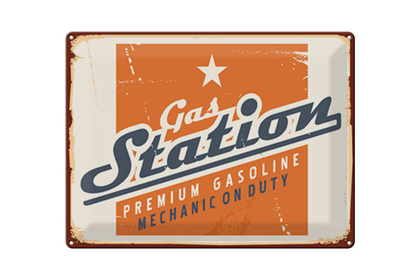 Blechschild Retro 40x30cm Gas Station Premum Tankstelle