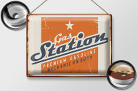 Blechschild Retro 40x30cm Gas Station Premum Tankstelle