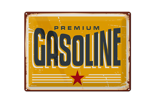 Blechschild Retro 40x30cm Premium Gasoline Tankstelle Benzin
