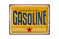 Blechschild Retro 40x30cm Premium Gasoline Tankstelle Benzin