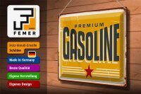 Blechschild Retro 40x30cm Premium Gasoline Tankstelle Benzin