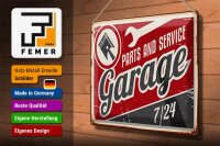 Blechschild Retro 40x30cm Garage parts service Auto Teile