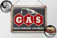 Blechschild Retro 40x30cm Gas Auto next service 100 Benzin