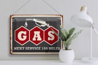 Blechschild Retro 40x30cm Gas Auto next service 100 Benzin