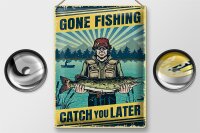 Blechschild Retro 30x40cm Gone Fishing Angeln