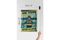 Blechschild Retro 30x40cm Gone Fishing Angeln