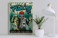 Blechschild Angeln 30x40cm Fishing drop a line stay awhile
