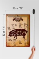 Blechschild Schwein 30x40cm Pork cuts Organic Metzgerei