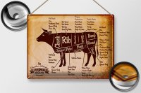 Blechschild Kuh 40x30cm Beef cuts Organic Metzgerei