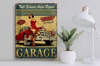 Blechschild Pinup 30x40cm Garage Full Service Auto Repair