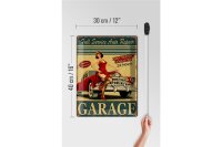Blechschild Pinup 30x40cm Garage Full Service Auto Repair