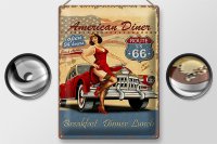 Blechschild Retro 30x40cm Pinup American Diner Breakfast