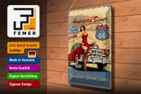 Blechschild Retro 30x40cm Pinup American Diner Breakfast