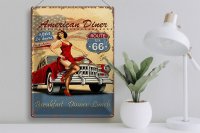 Blechschild Retro 30x40cm Pinup American Diner Breakfast