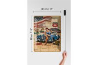 Blechschild Retro 30x40cm Pinup Car Travel trough America