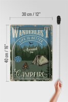 Blechschild Retro 30x40cm Wanderlust camping