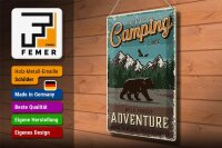 Blechschild Retro 30x40cm Summer Camping Time wild Forest