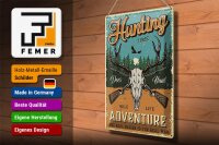 Blechschild Retro 30x40cm Hunting Time Adventure Abenteuer
