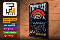 Blechschild Camping 30x40cm Traveller Adventure Abenteuer
