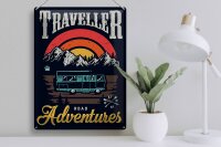 Blechschild Camping 30x40cm Traveller Adventure Abenteuer