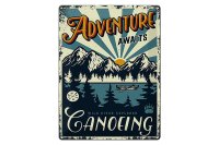 Blechschild Kanu 30x40cm Adventure awaits Canoeing Sport