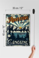Blechschild Kanu 30x40cm Adventure awaits Canoeing Sport