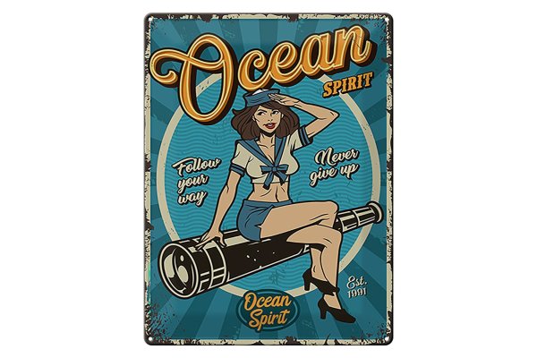 Blechschild Pinup 30x40cm Ocean spirit Seefahrt Ozean