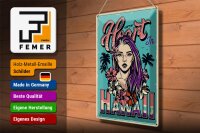 Blechschild Pinup 30x40cm Hawaii i left my heart