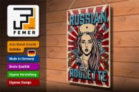 Blechschild Pinup 30x40cm russian roulette