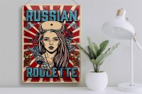 Blechschild Pinup 30x40cm russian roulette