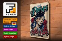 Blechschild Pinup 30x40cm Tattoo from Paris with love