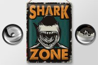 Blechschild Retro 30x40cm Shark Zone Hai See