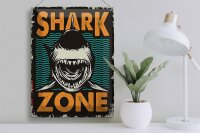 Blechschild Retro 30x40cm Shark Zone Hai See